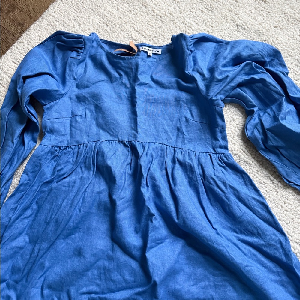 Reformation Blue linen dress